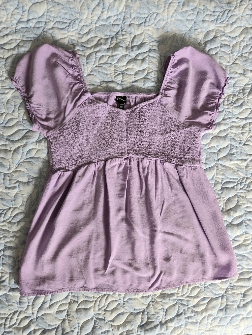 art class Lavender Smocked Puff-Sleeve Top